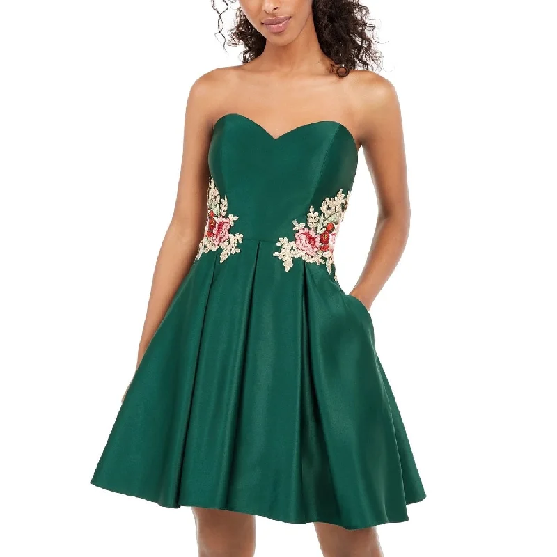 Blondie Women's Embellished Floral Sweetheart Neckline Full Length Fit Flare Party Dress Green Size 5