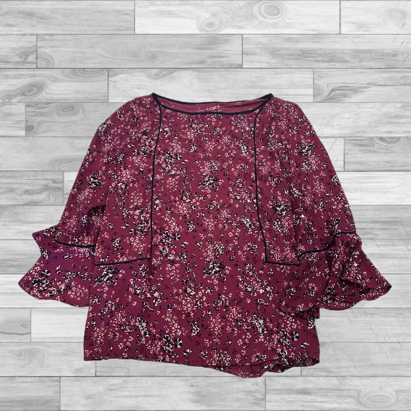 Top 3/4 Sleeve By Loft In Maroon, Size: Sp