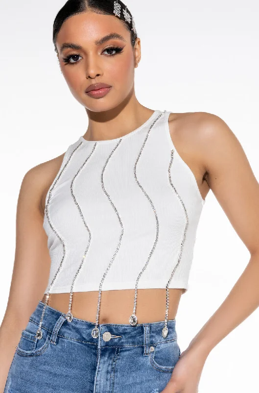 NYX RHINESTONE RIBBED CROP TANK