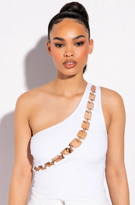 MAMMA MIA CUT OUT ONE SHOULDER TANK TOP