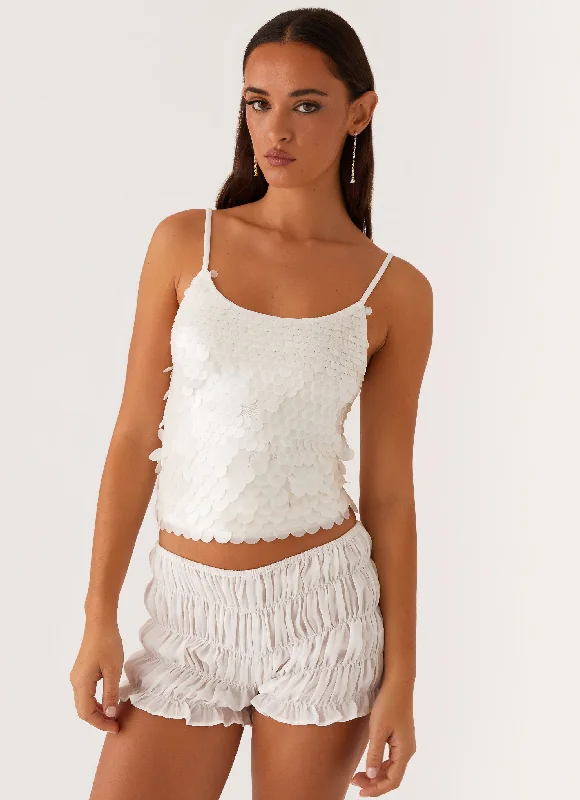 Britta Sequin Cami Top - White