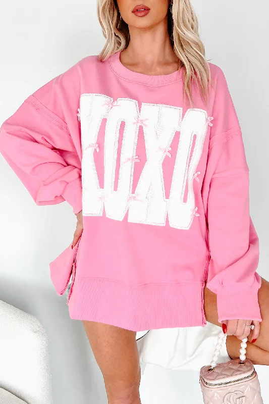 A Loving Aura 'XOXO' Terry Graphic Long Sleeve Top (Pink)