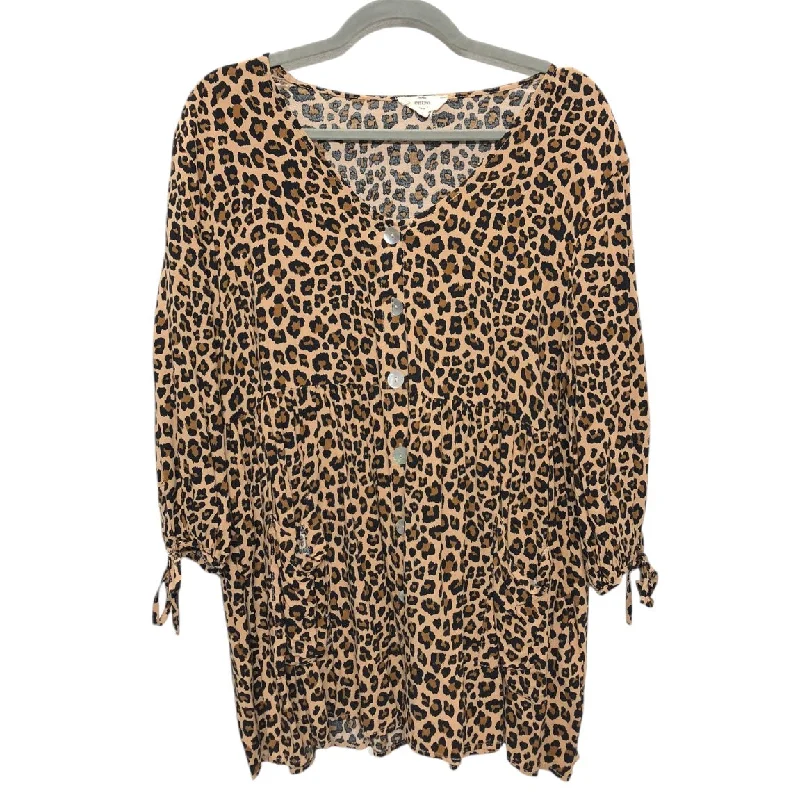 Top 3/4 Sleeve By Entro In Animal Print, Size: L