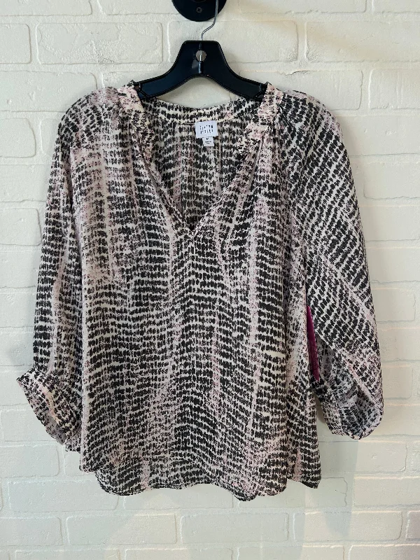 Top 3/4 Sleeve By Peyton Jensen In Black & Pink, Size: M