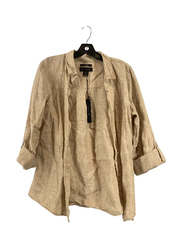 Top 3/4 Sleeve By Tahari By Arthur Levine In Tan, Size: M