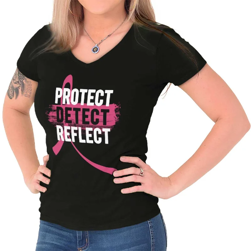 Protect Detect Reflect Junior Fit V-Neck T Shirt