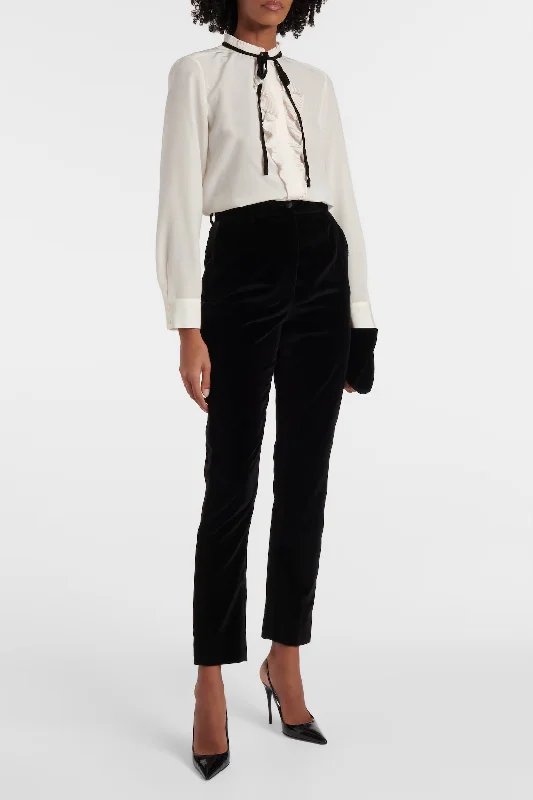 Frame - Velvet Tie Ruffle Blouse