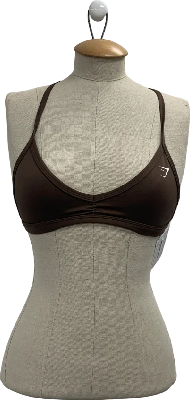 gymshark Brown Minimal Sports Bra UK XS