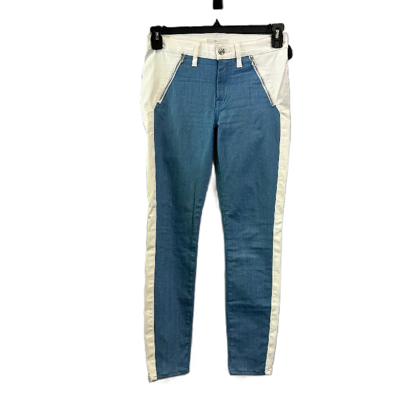 Jeans Straight By 7 For All Mankind In Blue & Cream, Size: 4