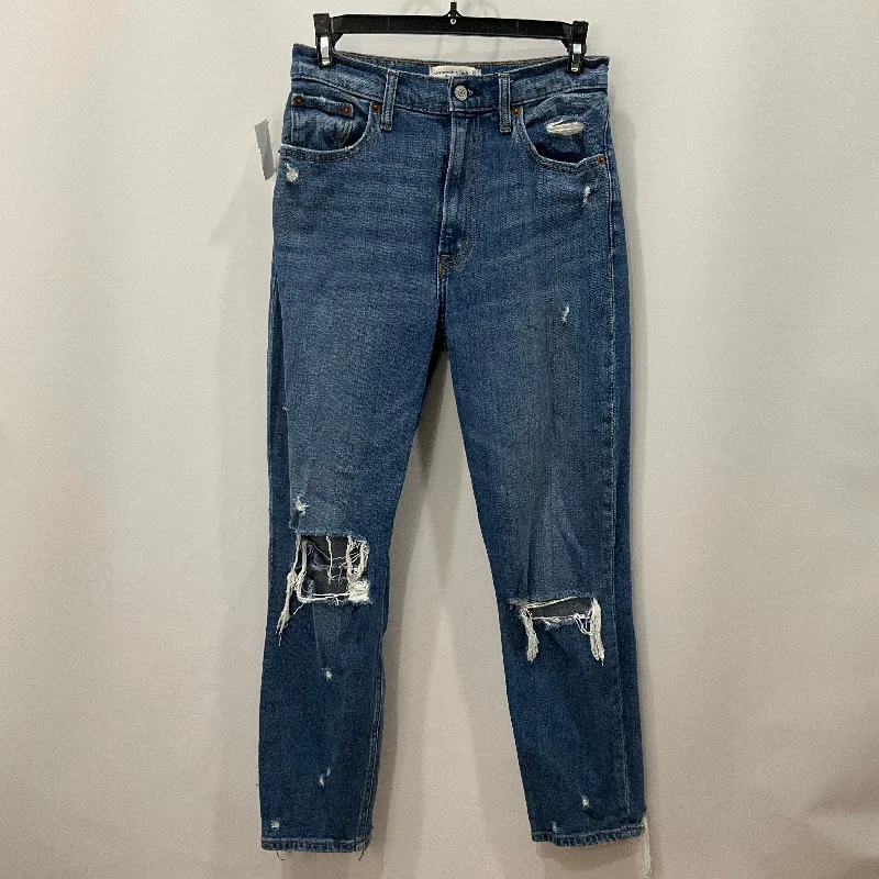 Jeans Straight By Abercrombie And Fitch In Blue Denim, Size: 4