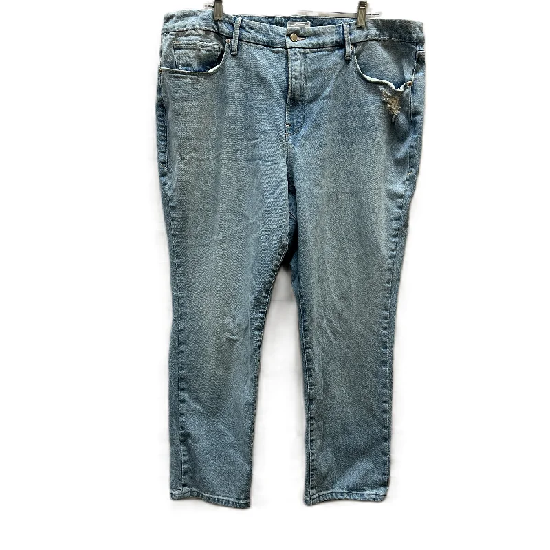 Jeans Straight By Good American In Blue Denim, Size: 18