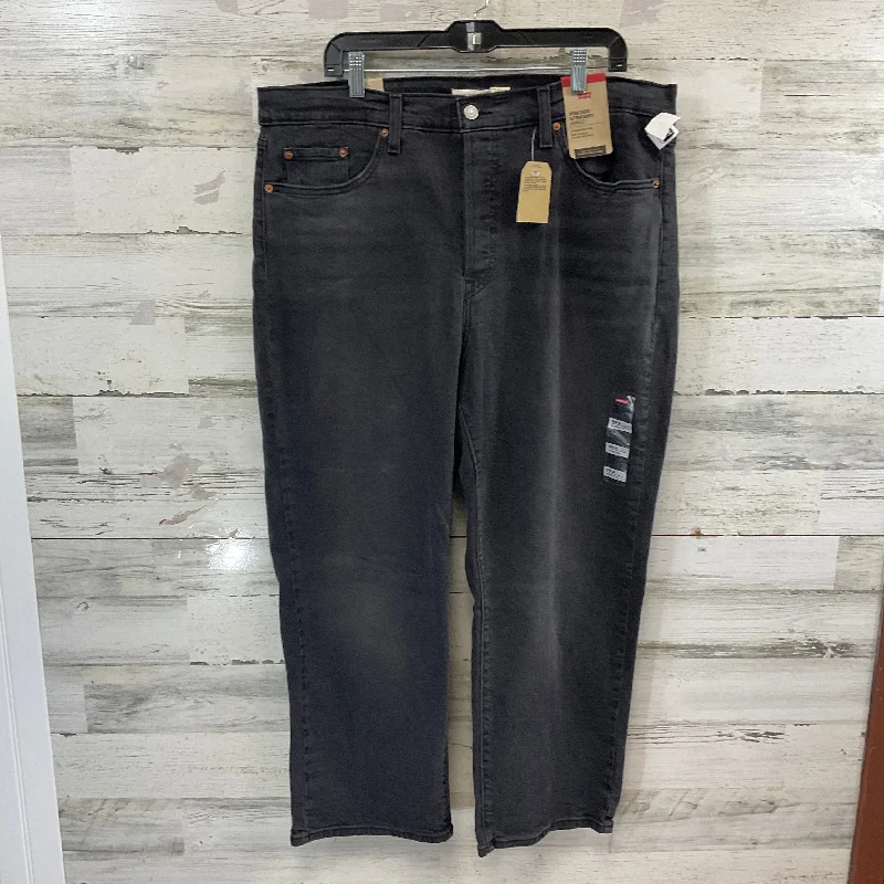 Jeans Straight By Levis In Black Denim, Size: 18