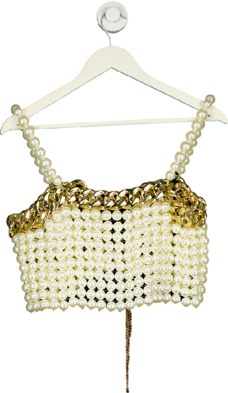 Pearl and Gold Chain Crop Top