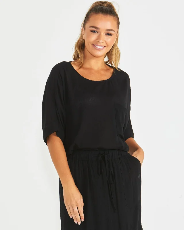 Sass Raya Oversized Top Black