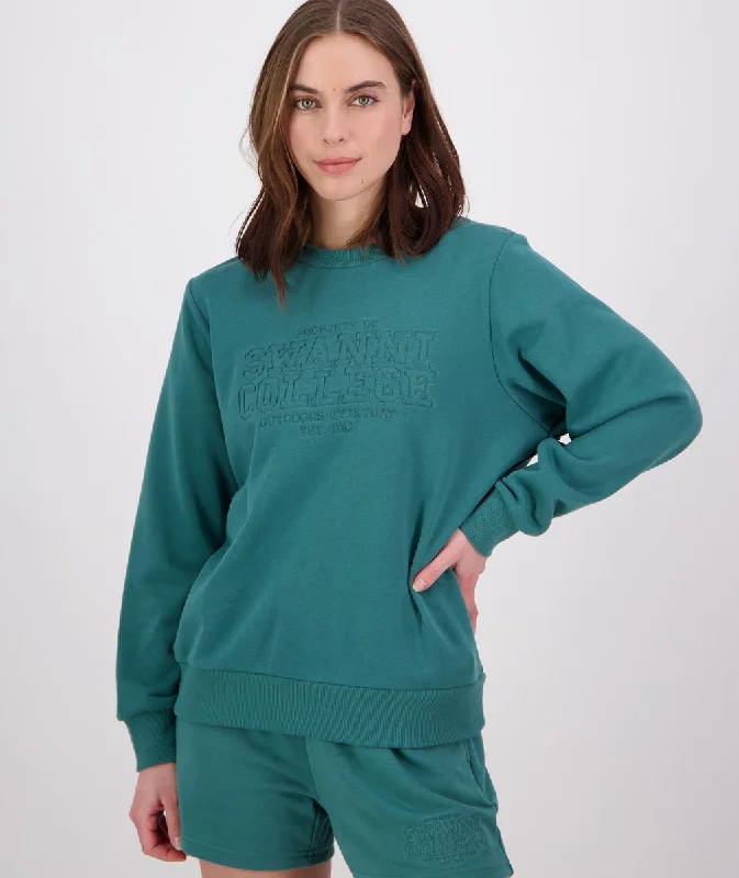 Swanndri Scholar Embroidered Crew Jade Green