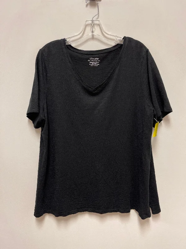 Top Short Sleeve Basic By Chicos In Black, Size: Xl