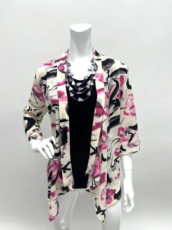 Women's Ivory Fuchsia Jacquard Cardigan  | LIOR