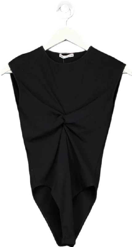 Zara Black Twist Front Bodysuit UK S