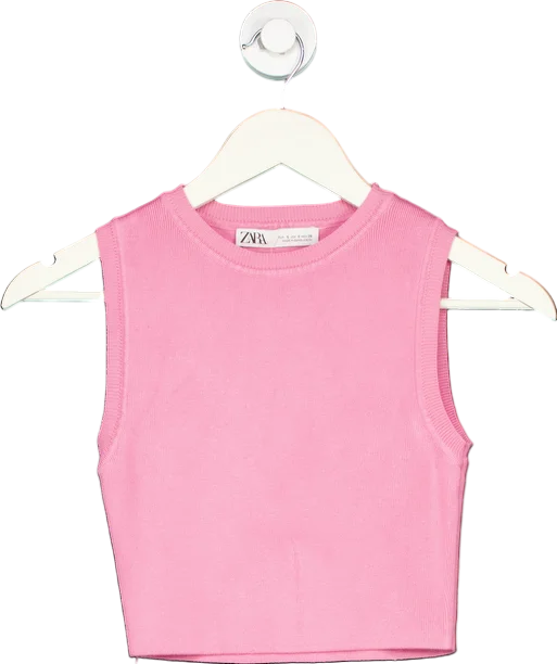 Zara Pink Sleeveless Crop Top UK S