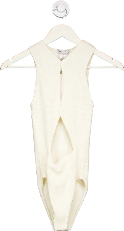 ZARA White Sleeveless Bodysuit UK XS