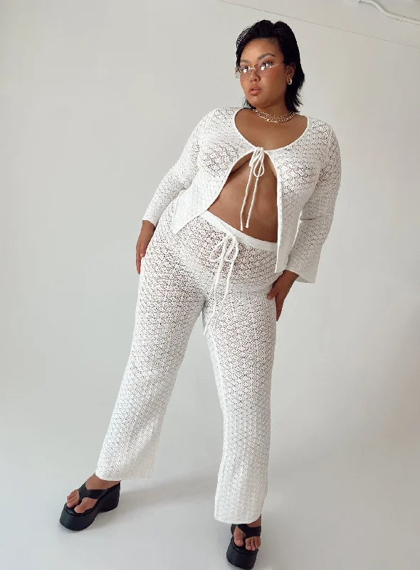 Wild & Free Crochet Pants Curve White