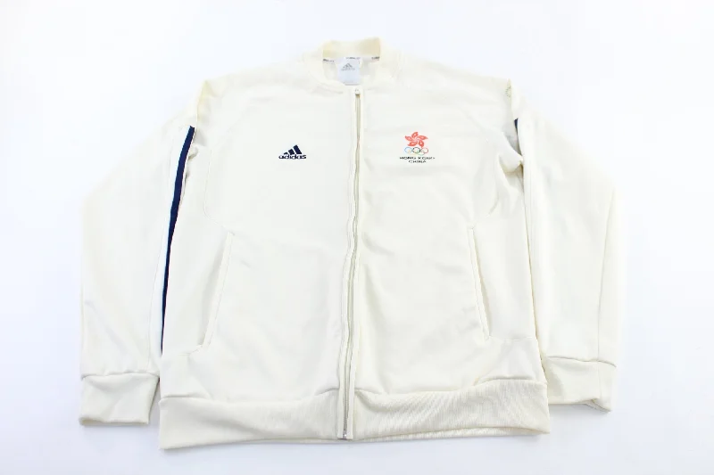 Adidas Embroidered Logo Hong Kong China Striped Zip Up Jacket