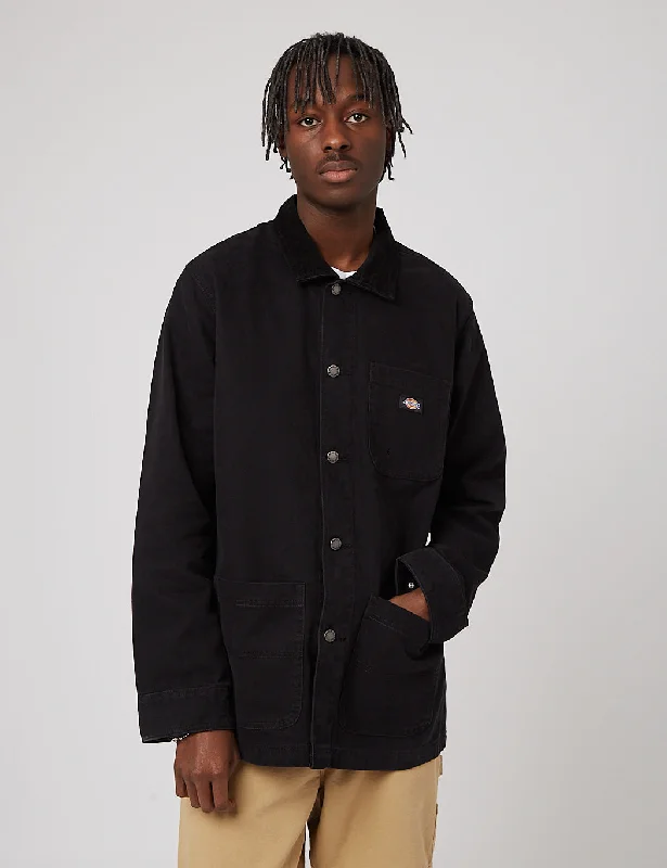 Dickies Duck Canvas Summer Chore Coat - Stone Washed Black