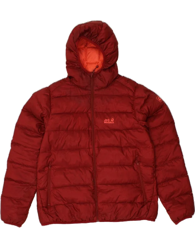 JACK WOLFSKIN Womens Hooded Padded Jacket UK 22/24 2XL Red Polyamide