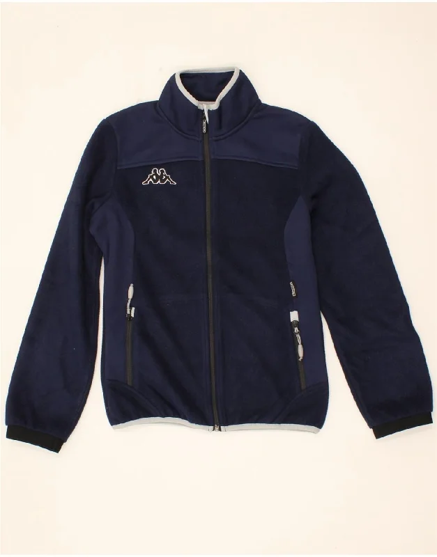 KAPPA Womens Fleece Jacket UK 14 Medium Navy Blue Polyester