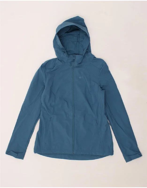 MOUNTAIN WAREHOUSE Womens Hooded Rain Jacket UK 10 Small Blue Polyester