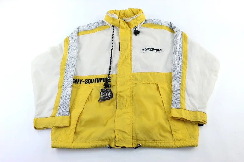 Vintage SouthPole Sporting Gear Embroidered White & Yellow Zip Up Jacket