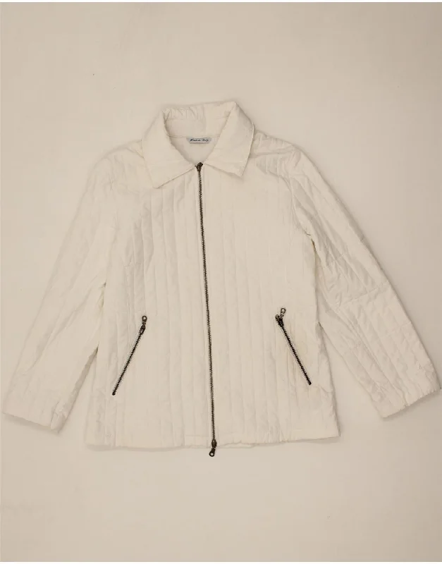 VINTAGE Womens Quilted Jacket UK 14 Medium White Polyamide