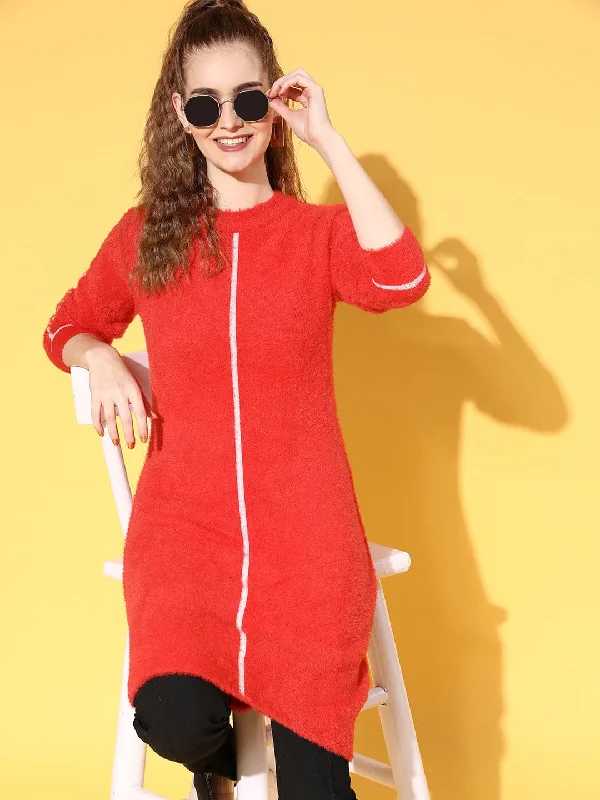 Women Red Hair Wool Long Sweater