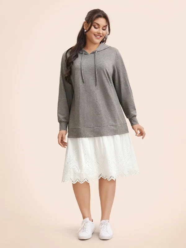 Contrast Patchwork Hooded Sweatshirt Dress