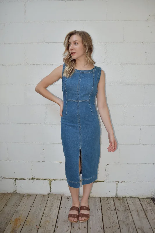 denim midi dress