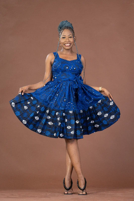 Brooke Ankara Midi Dress | Blue African Print