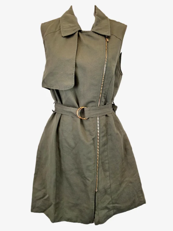 Forever New Olive Sleeveless Trench Mini Dress Size 8