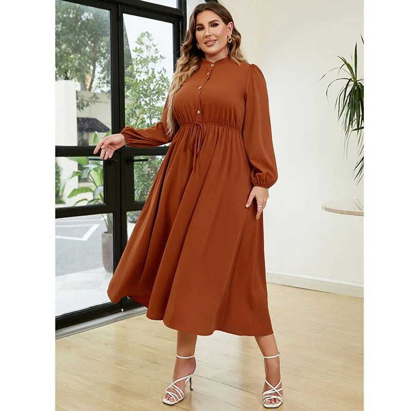 BerriesJam - Long Sleeve Casual Solid Loose Midi Dress