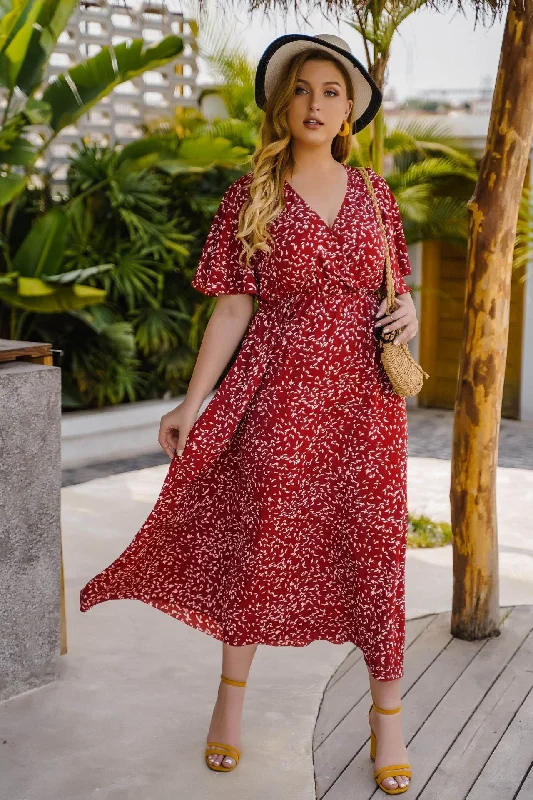 BerriesJam - 2024 Plus Size Floral Print Oversized Casual Midi Dress