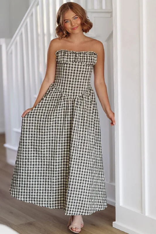 Bennett Maxi Dress - Navy Blue and Taupe