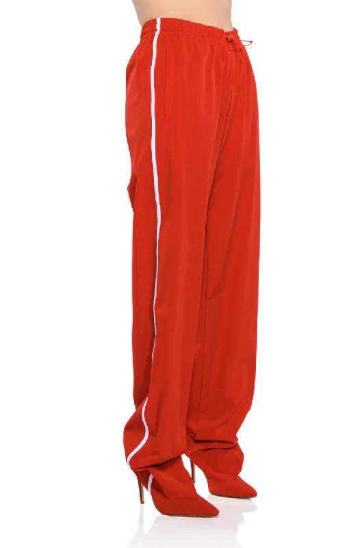 AZALEA WANG BOOT TRACK PANT IN SAGE RED