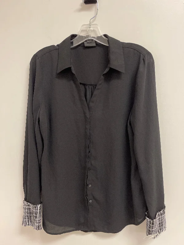 Black Blouse Long Sleeve Worthington, Size M