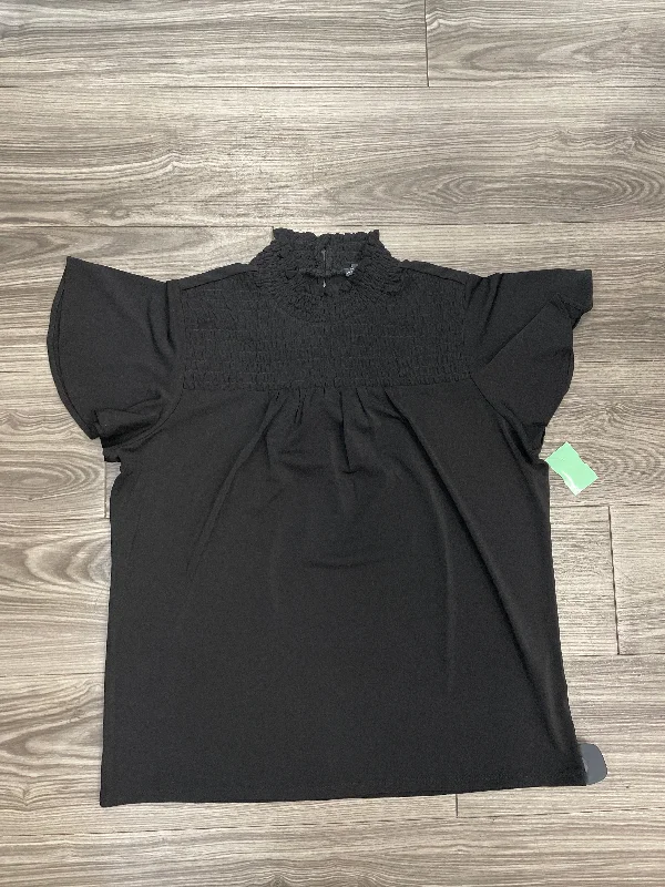 Black Blouse Short Sleeve Adrianna Papell, Size L