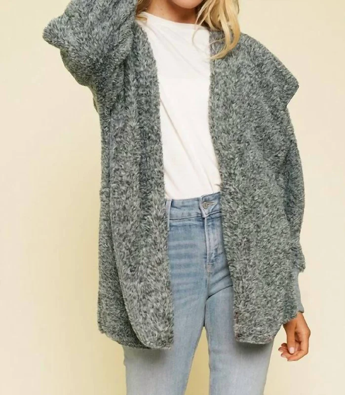 Danica Faux Fur Oversized Hoodie In Grey