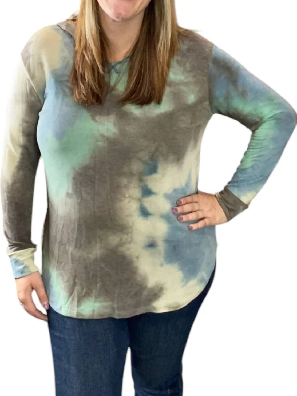 Fall Tie Dye Hoodie In Teal