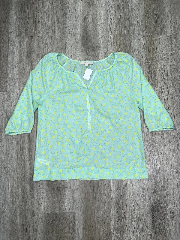 Green Blouse 3/4 Sleeve Loft, Size M