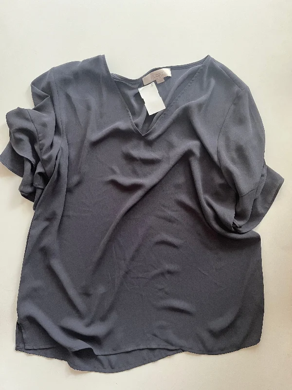 Grey Blouse Short Sleeve Loft, Size S