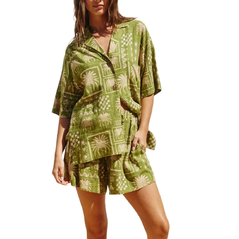 Mirage Relaxed Shirt And Shorts Set In Green