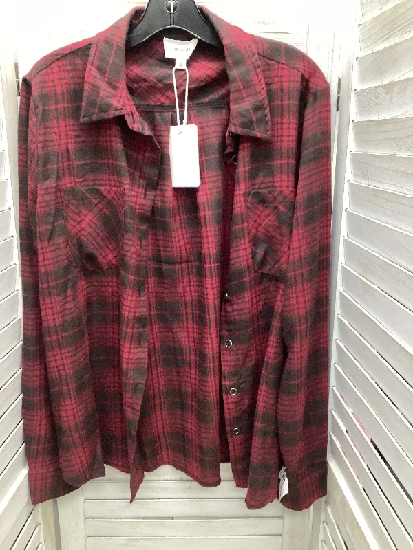 Plaid Pattern Blouse Long Sleeve Clothes Mentor, Size S