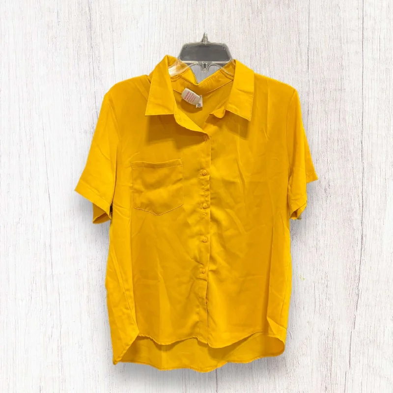 Yellow Blouse Short Sleeve Clothes Mentor, Size L